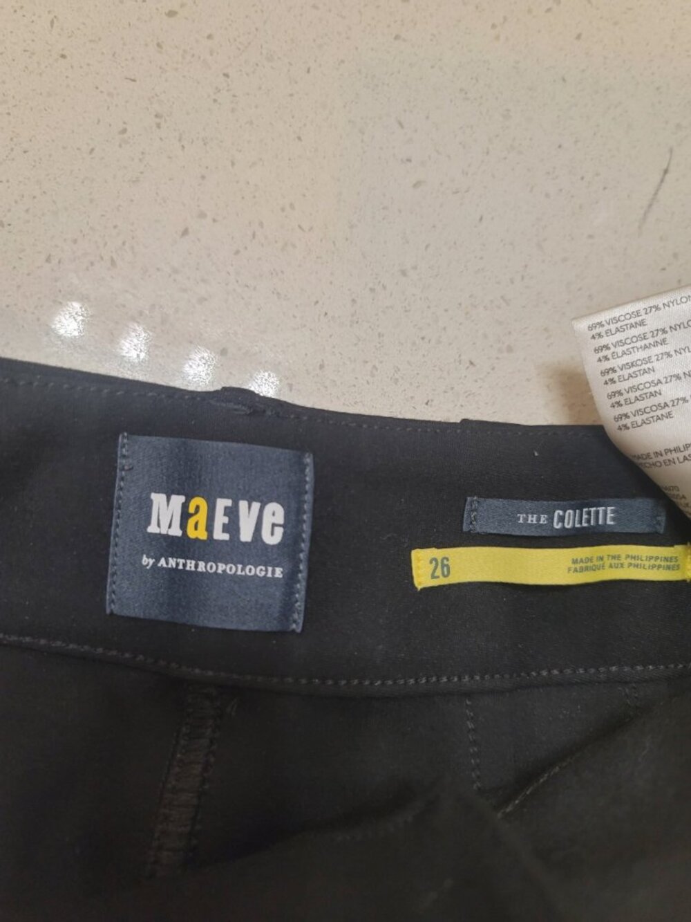 Maeve Anthropologie The Colette Wide Leg Pants Black High Rise Cropped 26 - Picture 7 of 8